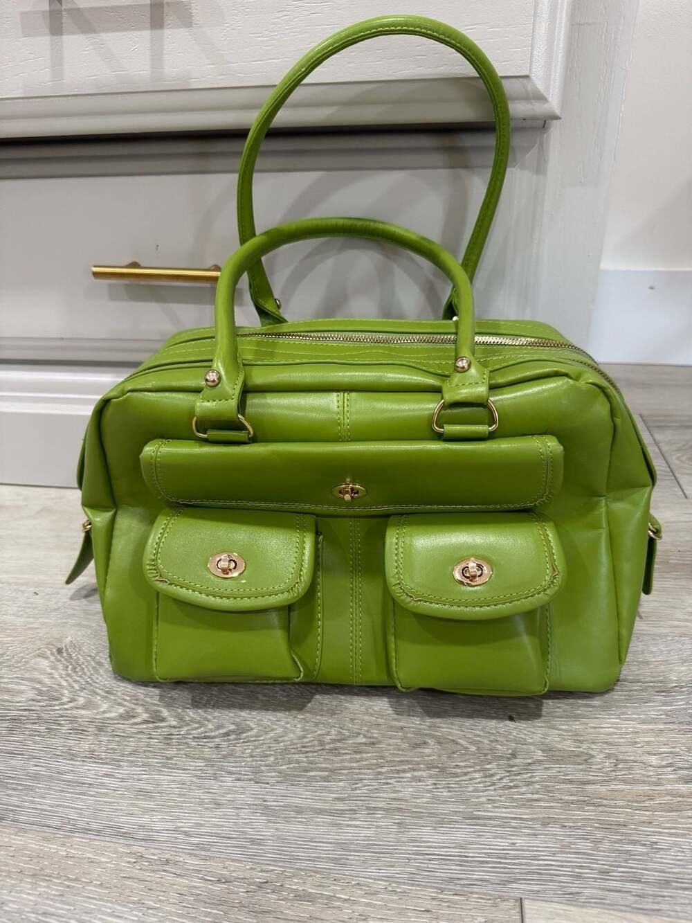 Y2K Lime Green Cargo Pocket Satchel Shoulder Bag Brat Indie Sleaze Purse